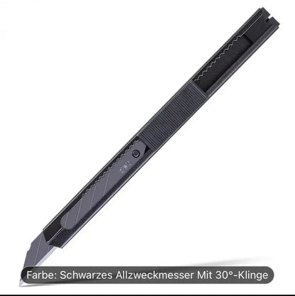 Schwarzes Allzweckmesser mit 30°-Klinge für Folienmontage, präzises Schneidwerkzeug