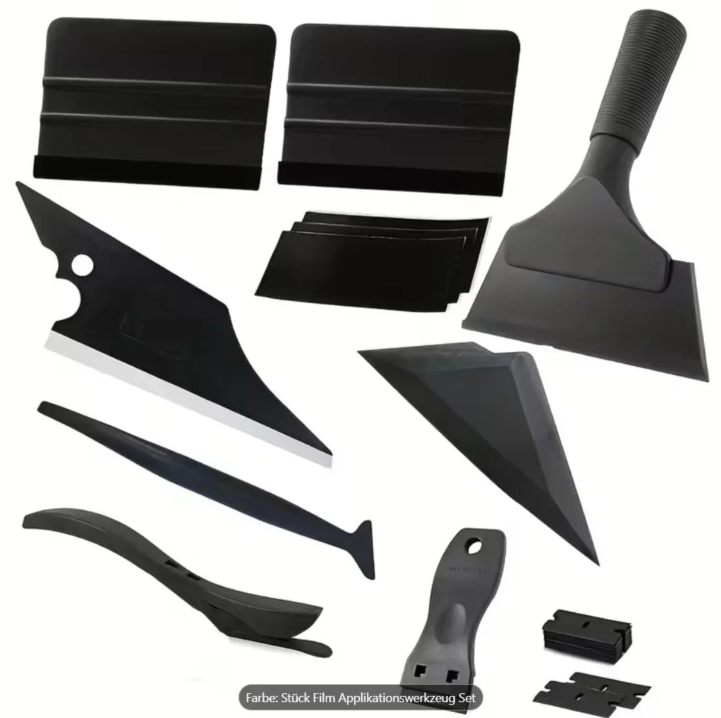 Fensterfolien Montagewerkzeug Set, schwarzes Applikationsset mit Rakeln und Klingen