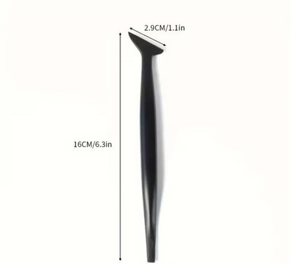 Schwarzes Fensterfolien-Montagewerkzeug, 16 cm lang, mit abgeschrägtem Kopf, Maße angegeben